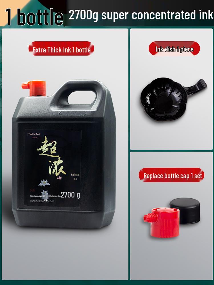 2700g Super Concentrated Calligraphy Ink Set, Large Bottle with Brush Pen for Beginners, Suitable for Construction Site Use and Chinese Painting.