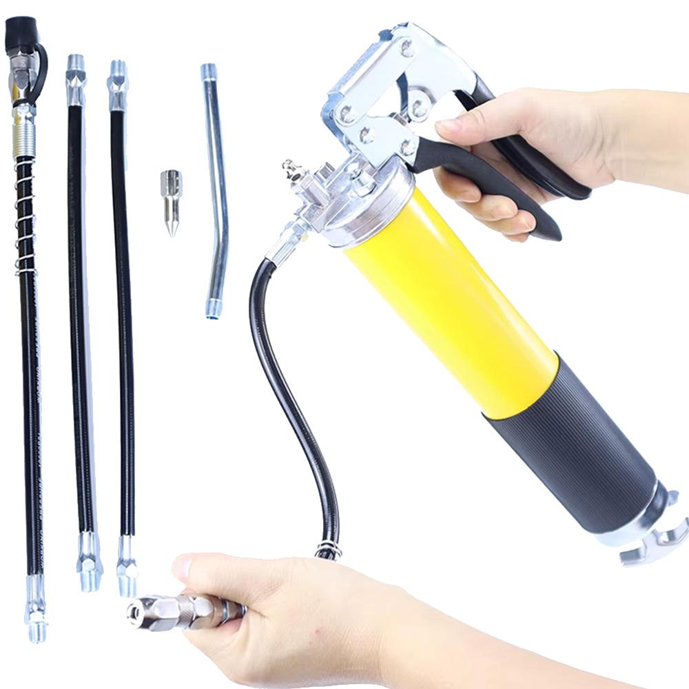 6000PSI-7000PSI Manual Grip Grease Gun Alloy Quick Release Grease Gun Set Manual 400CC Grip Grease Gun with Flexible Hose