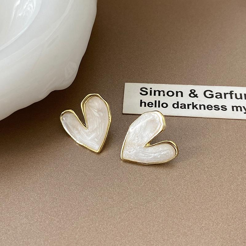 

Серьги-гвоздики с двойной любовью, с эмалью, в стиле ретро, с темпераментом в стиле Гонконга, высококлассные, модные серьги в стиле легкой роскоши