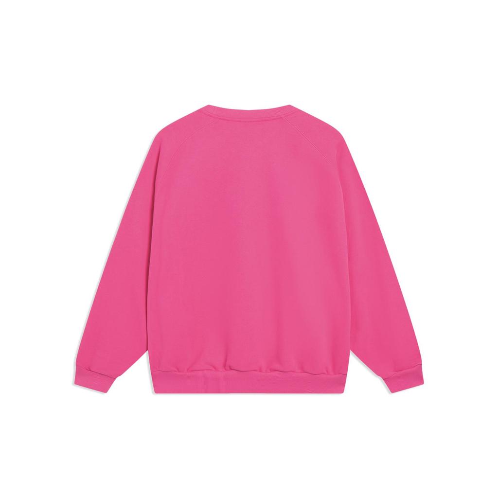 Li Ning Sweatshirts Unisex Vibrant Pink Crew Neck Moderate Cardigan AWDT237-5