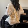Fashion Shopper Bag Fashionable Straw Shoulder Bag Large Capacity Beach Handbag Striped Crochet Tote Bag For Weekend Trips Daily