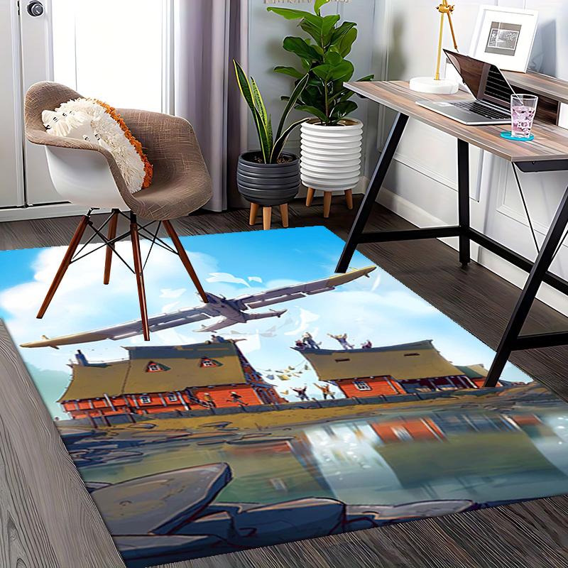 1pc Vintage Airplane and Cat Adventure Chair Mat - Festive Gift for Office Chairs, Seasonally Universal, Suitable for Home Decor, Living Room, Bedroom