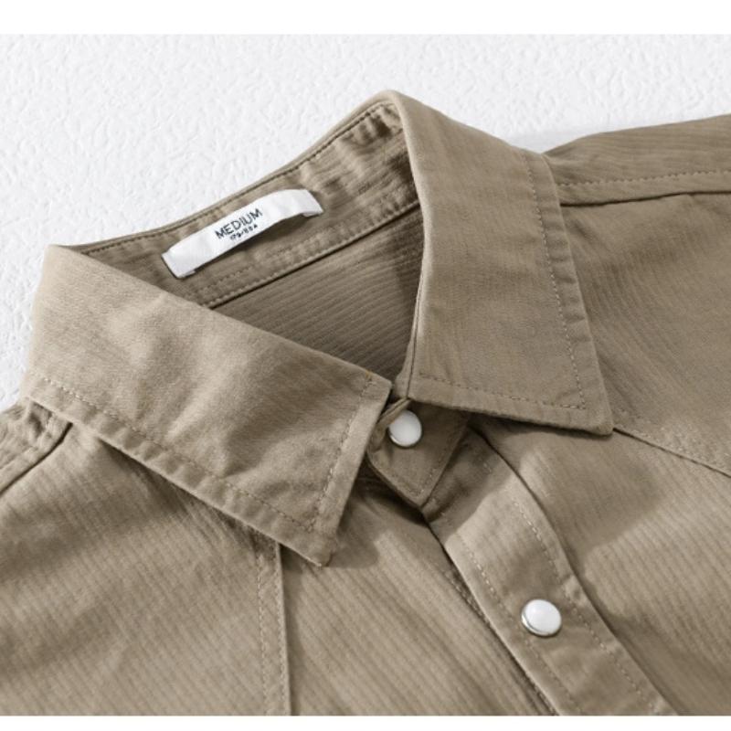 Retro Style Corduroy Long Sleeve Shirt Men Spring Fall Men's Casual Shirt Turn-down Collar Double Pockets Button Shirt Pure Cotton Comfortable Top