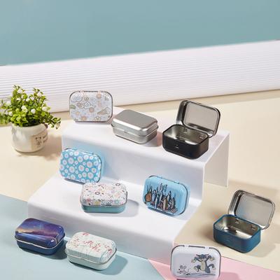 New 1PC  Cartoon Cat Floral Jewelry Tin Case Sealed Jar Packing Boxes Hairpin Candy Flip Storage Box Small Storage Cans Gift Box