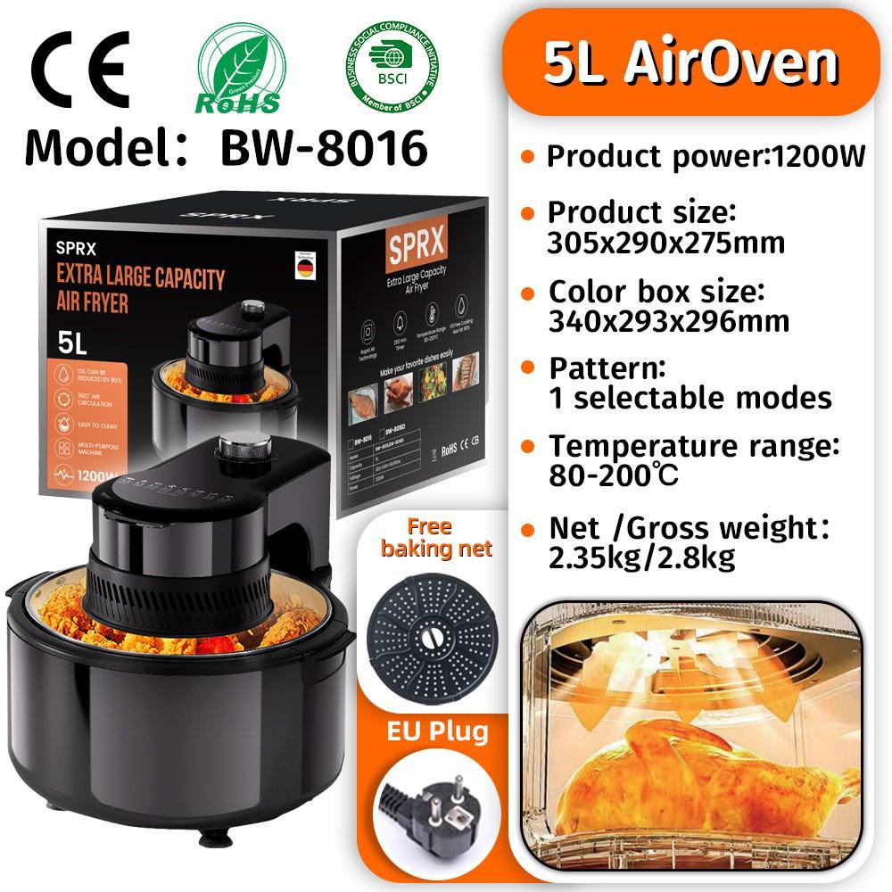 Large Capacity Visible Air Fryer - High Power Electric French Fry Maker for Home Use, Oil-Free Cooking