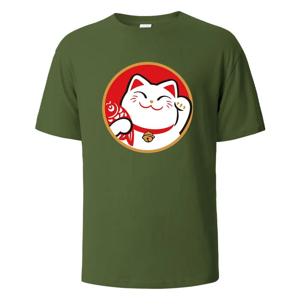 

Men s Printed T-Shirt Caicai Cat Streetwear 100% Cotton Tops For Men Women Summer Breathable Short-Sleeved O-neck Basic Tees 4XL