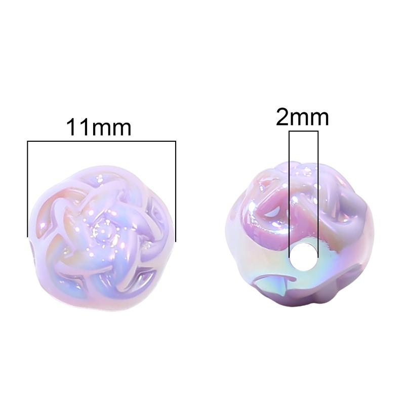 Acrylic Milk Series Small Wool Flower Ball Beads for DIY Jewelry 5 Pcs