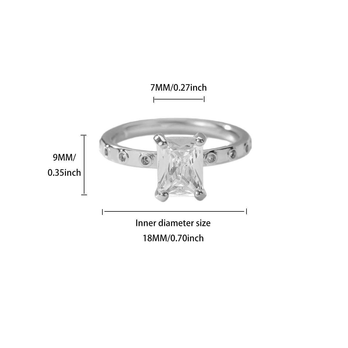 

Classic Square White Cubic Zirconia Wedding Rings Women Stainless Steel Gold Color Anti Fading Ring Jewelry Vacation Accessories Adjustable