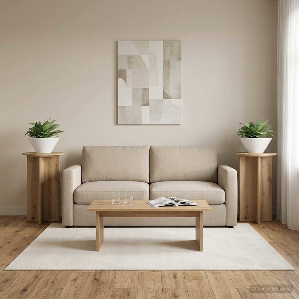 Plant Stand 2 pcs Artisan Oak Ø40 x 60 cm Engineered Wood