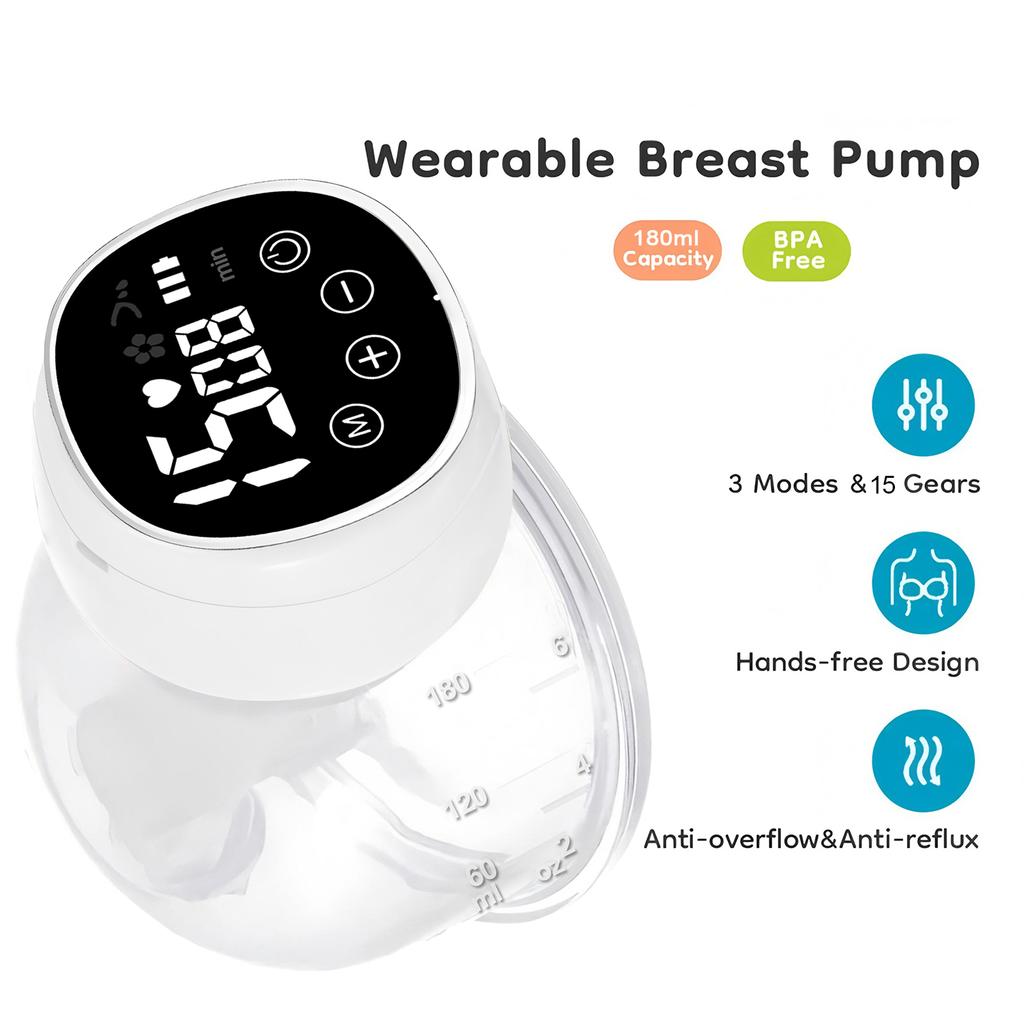 Wearable Breast Pump Electric Handsfree BPA Free USB Charge Milk Collectors Breast Milk Pump Machine,Milk powder bag gift