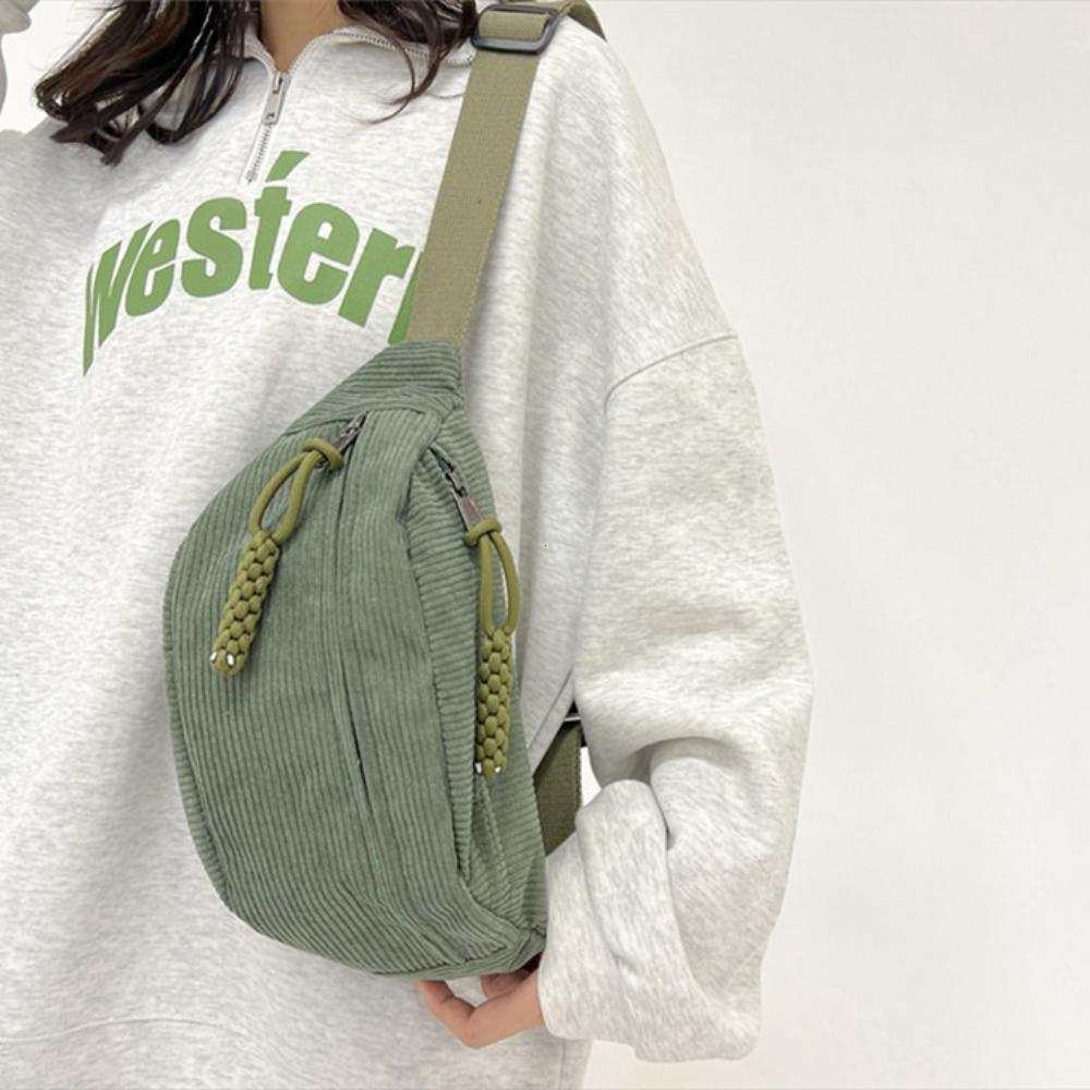 Women Waist Pack Large Capacity Corduroy Fanny Pack Street Style Chest Bag Fashion Shoulder Crossbody Bags Casual Waist Belt Bag