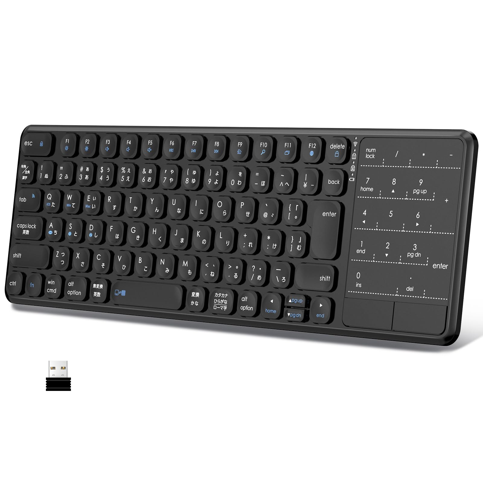 

Ewin Dual Mode Wireless Numeric JIS Japanese with Numeric Battery for Compatible with Keyboard, Keypad, Layout, 2.4Ghz Connection, Wireless, Thin, чорний