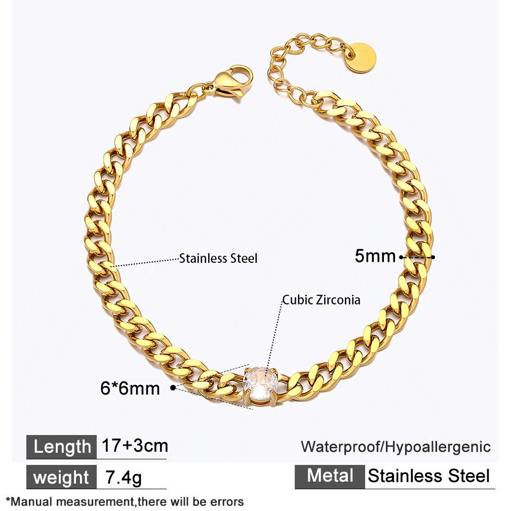 Colorfast Titanium Steel Water Drop Zircon Bracelet – European  American Thick Chain Versatile Bracelet for Women.