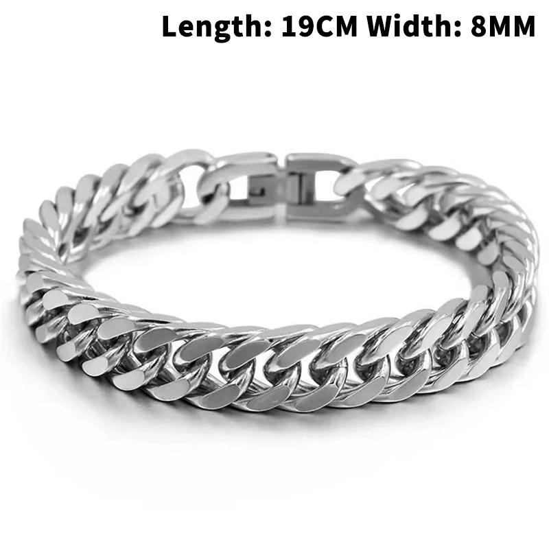 

18/19/20/21Mm Width Stainless Steel Cuban Chain Bracelets For Men Silver Color Hip Hop Male Boy