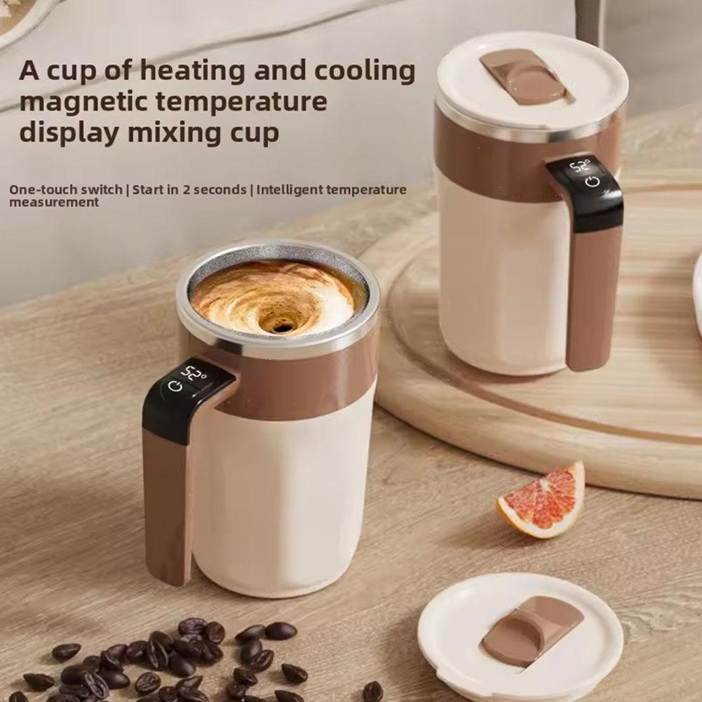 Automatic Stirring Coffee Cup With Temperature Display Stainless Steel Mixer Rechargeable Automatic Stirring Cup With Lid