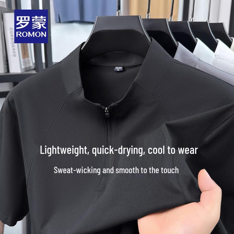 ROMON Men s Zipper Collar Quick-Dry T-Shirt T208 56
