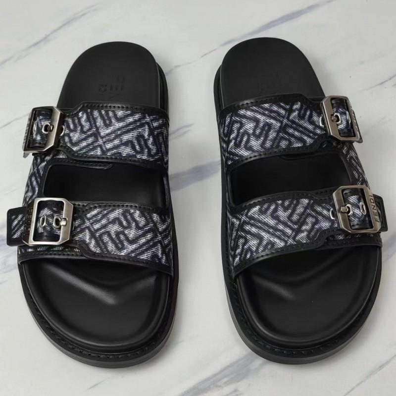 Mens Genuine Leather T-Strap Flat Slipper With Dual Buckles Non-Slip Rubber Sole Water Resistant Comfortable Daily Casual