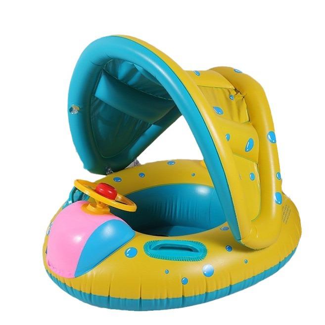 Xiao Lv Inflatable Baby Swim Ring with Removable Sunshade Canopy