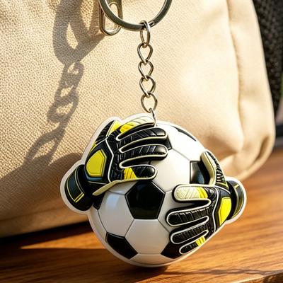 Portachiavi Ciondolo Anello Metallico Appeso, Portachiavi Calcio Acrilico 2D Disegno Chiaro, Accessorio per Zaino Chiavi Tifoso