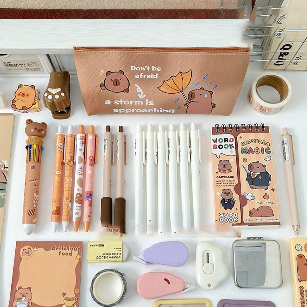 Capybara Pen Bag Kawaii Stationery Storage Pouch Portable Pencil Case  Student
