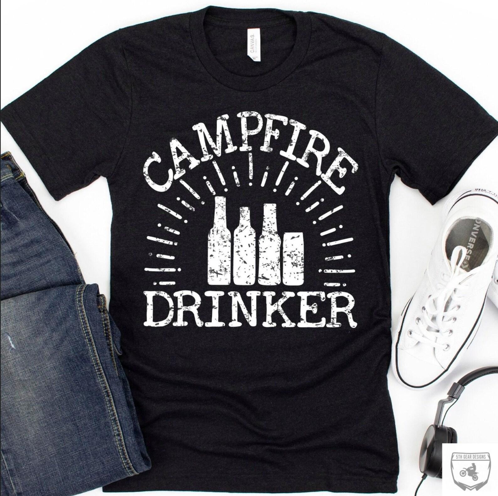 Campfire Drinker Unisex Graphic Tee, Short Sleeve, Camp, Outdoors, Beer, Quotes and Sayings 3XL