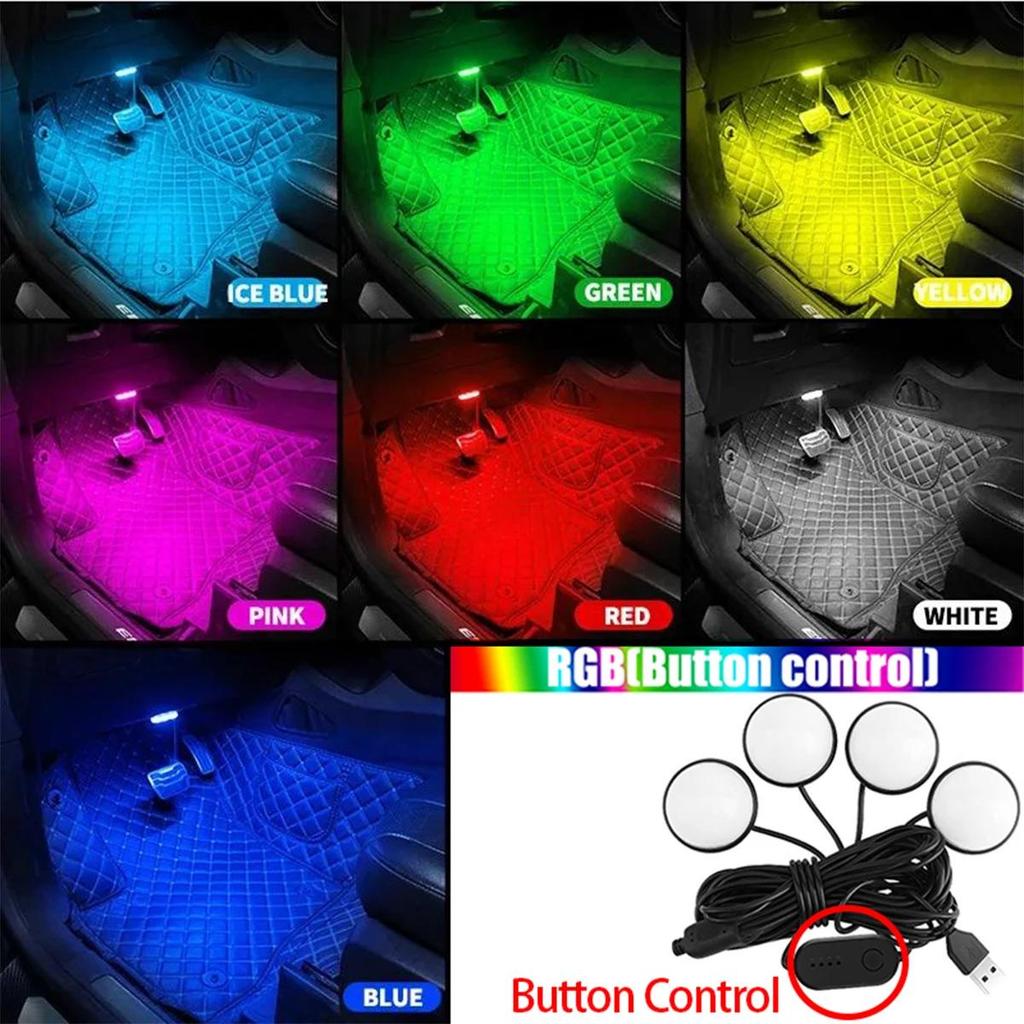 Colorful Usb Led Car Foot Ambient Light Lighting Accessories Atmosphere Decorative Backlight Lights Back Interior Decoration Kit