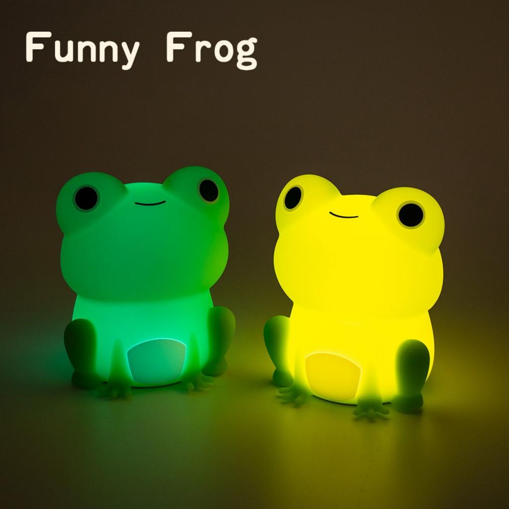 D5 Night Lamp for Kids Frog Silicone Sleeping Night Light Dimmable Timer Rechargeable Colorful Light Room Decor Children Gifts