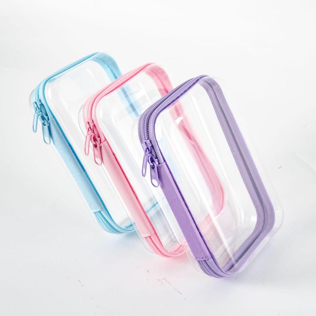 Large Clear Zipper Travel Organizer Bag for Pet Clothes & Toiletries - Hard Storage Box with High Capacity