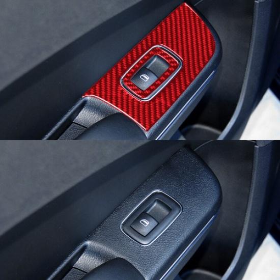 4x Red Carbon Fiber Inner Rear Door Window Switch Frame Cover For Charger 15-22