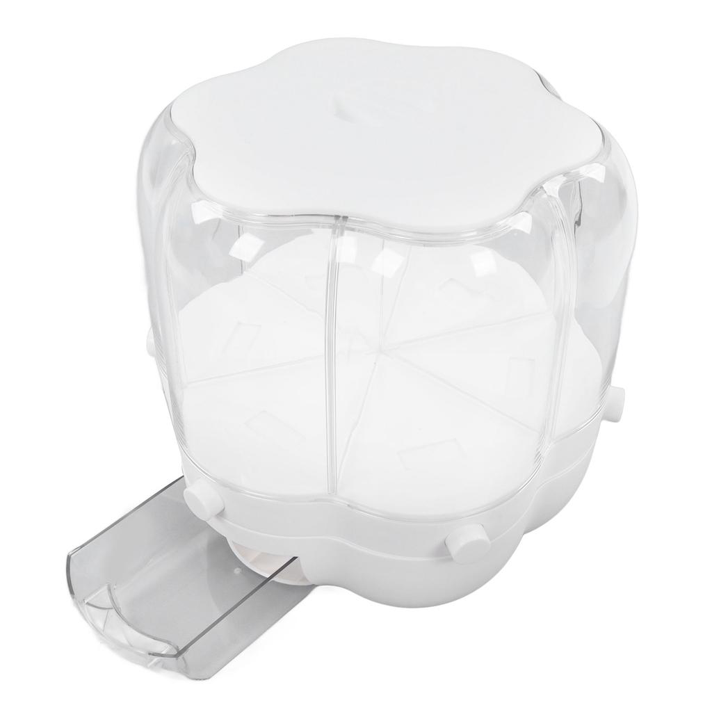 Rice Dispenser Box Container 6 Compartments Rotating Large Capacity for Home Kitchen White 6.5kg 14.33lb
