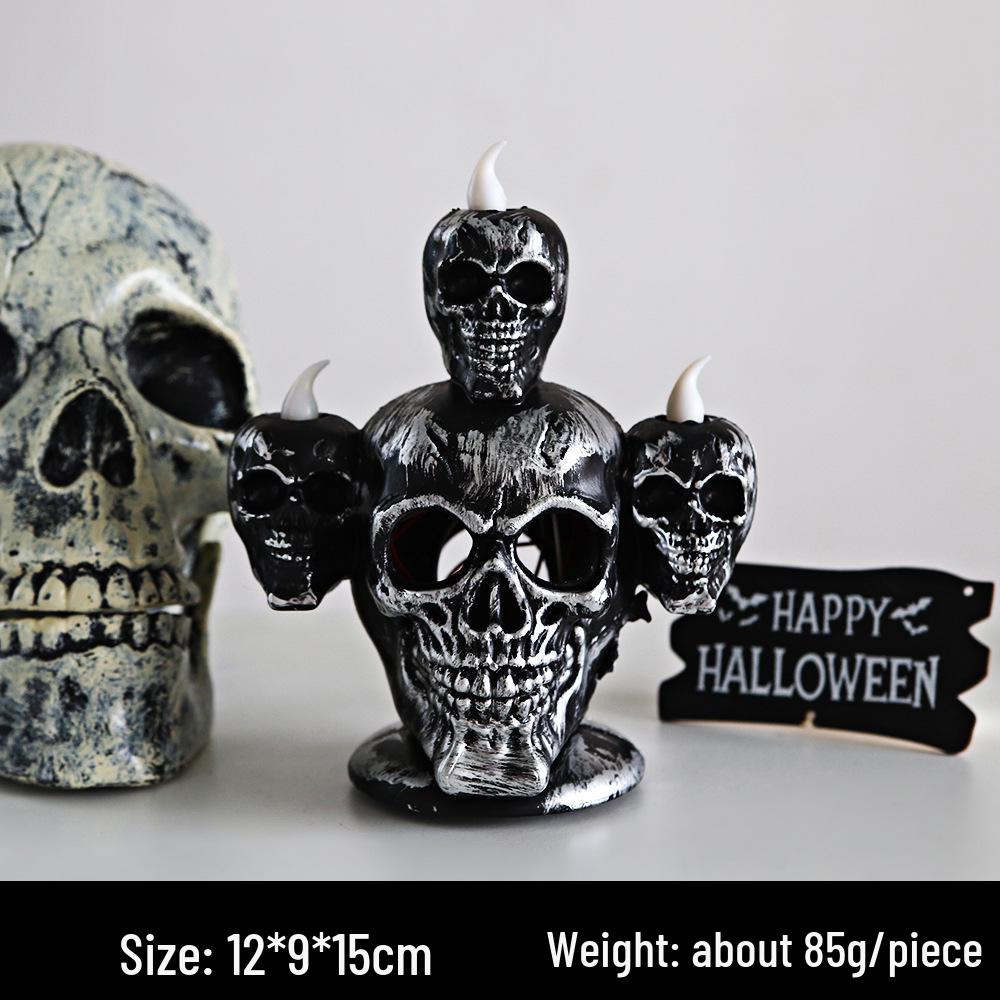 Halloween Skull Lantern Trio - LED Ghost Candle Holder Decoration