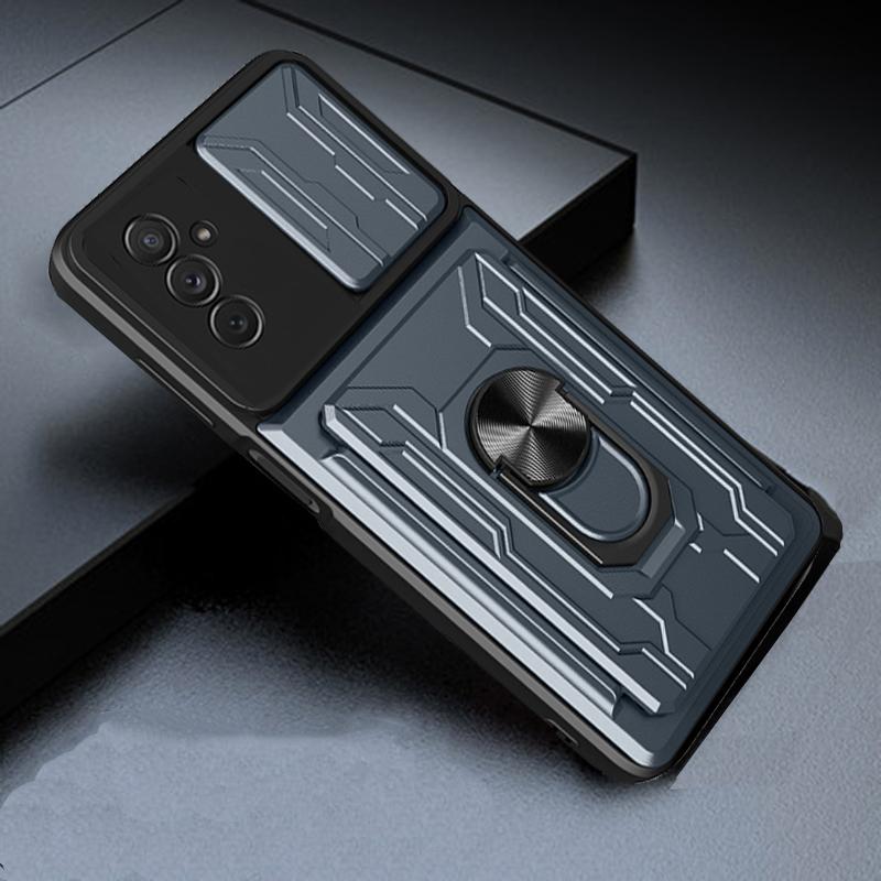 A04s Case Luxury Card Holder Slide Camera Protection Armor Ring Cover On For Samsung Galaxy A04s A04 S galaxyA04s Shockproof Phone Cases