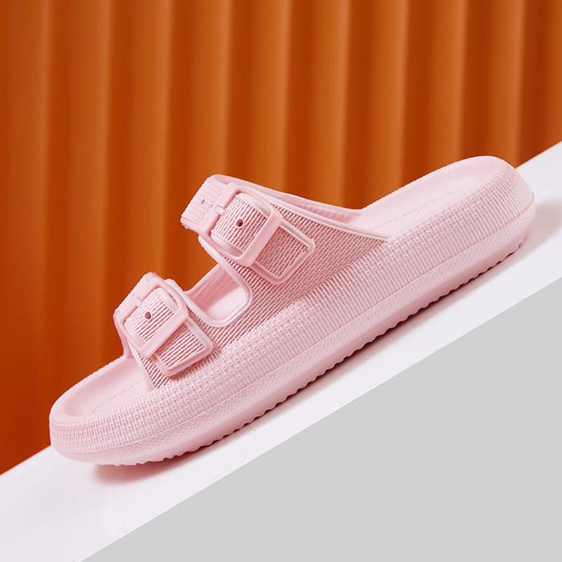 Women's Thick Platform Cloud Slides Pillow Slippers Fashion Buckle Soft Sole Non-Slip Flip Flops Summer Beach Sandals