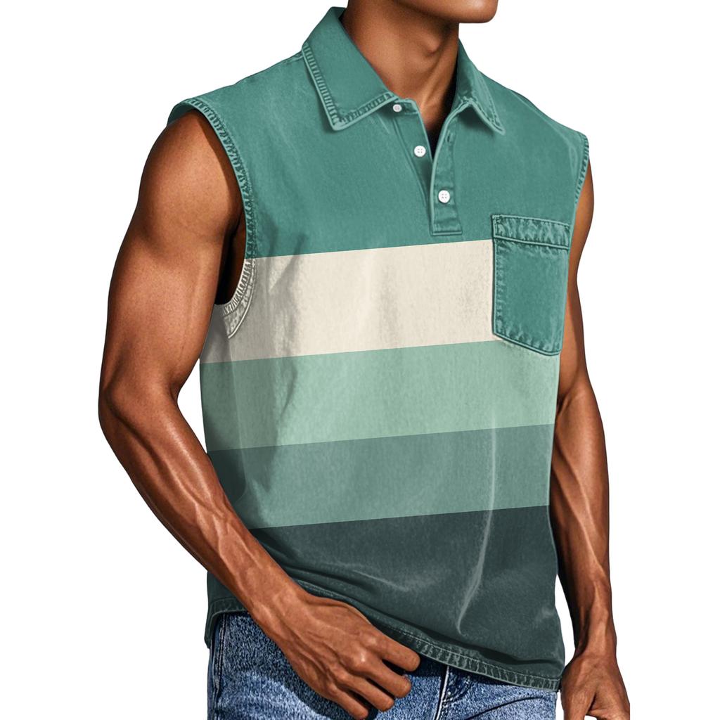 Men's Casual Pocket Button Collar Sleeveless Vest