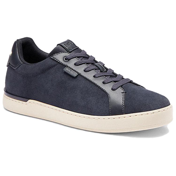 Coach Lowline Cow Split Leather Round Toe Lace-Up Low-Top Sneakers Men Sneakers Navy CU014-BHP