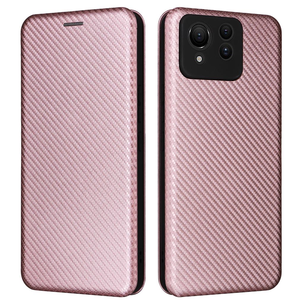 Für Asus Zenfone 11 Ultra 5G Lederhülle Carbonfaser-Textur Ständer Magnetische Handyhülle