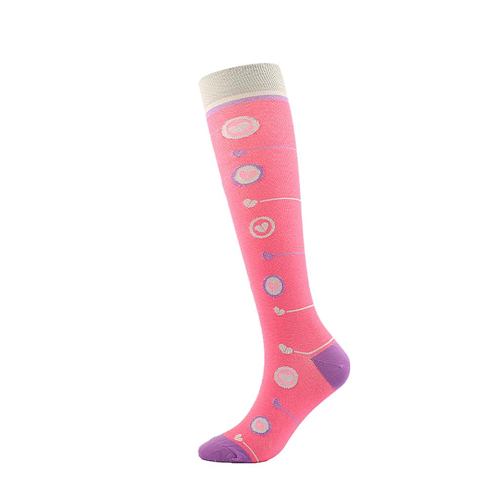 Damen Absorb Sweat Cartoon Print Nylon Long Tube Kompression Outdoor Sportsocken
