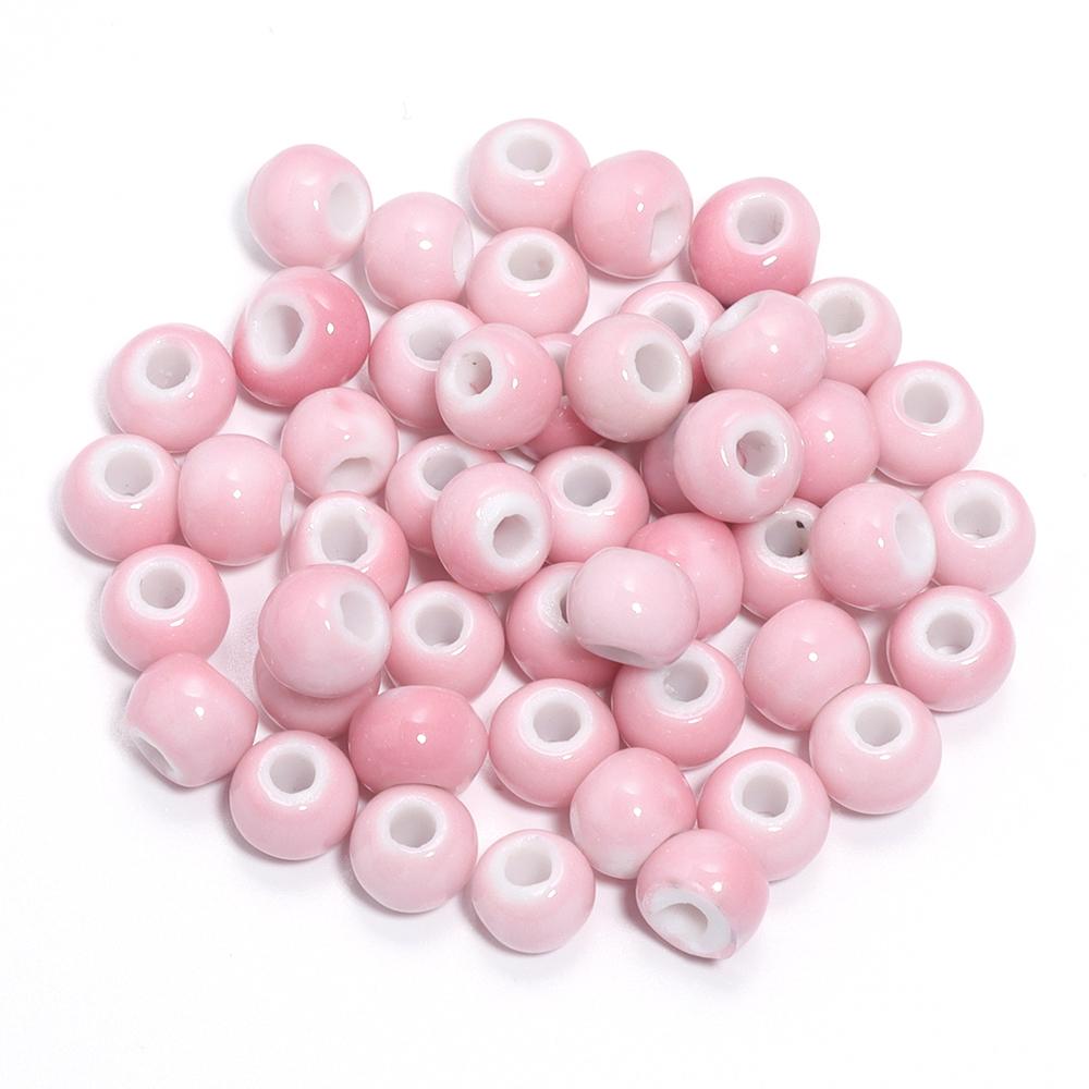 30pcs/lot Round Shape Ceramic Beads Colorful Loose Beads Spacer Beads For DIY Jewelry Making Necklace Bracelet Accessories