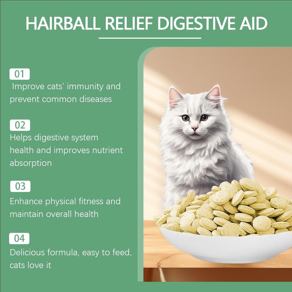 YEGBONG Cat Grass Tablets (80 Tables) - Improves Gastrointestinal Function and Protects Pet Health with Dietary Fiber.
