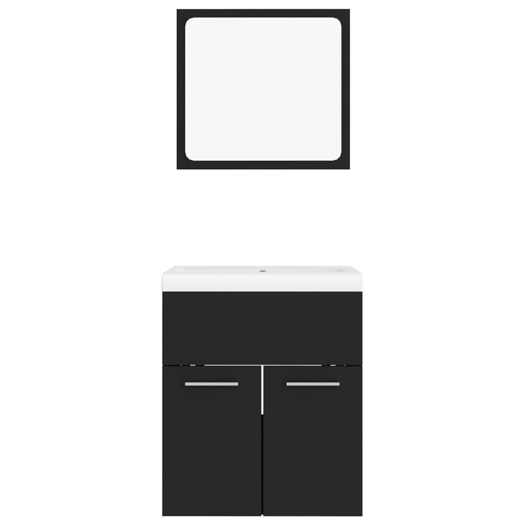 Bathroom Furniture Set Black Particleboard