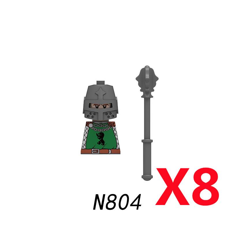 MOC Mittelalterliche Burg Rabe Schwarzer Falke Ritter Figuren Bausteine Infanterie Kriegswaffe Soldat Schild Schwert Rüstung Kinderspielzeug B143
