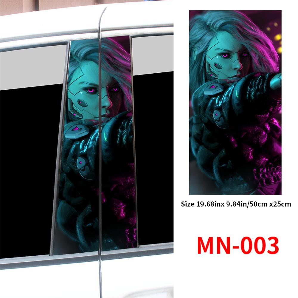 Cyberpunk Beauty Car Stickers Car B-pillar Vinyl Decals Waterproof Auto Center Pillar Sticker Cover Scratches Vehicle Decor