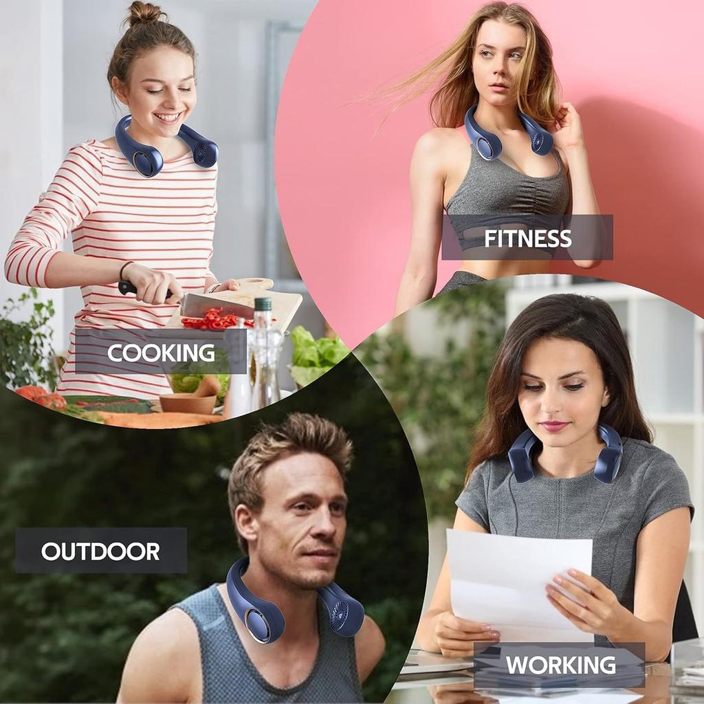 Portable Neck Fan, Hands Free Bladeless, 360° Cooling Personal Fan,Wearable Quiet Fan for Outdoor Indoor, Birthday Gifts for Men Women Mom Dad,
