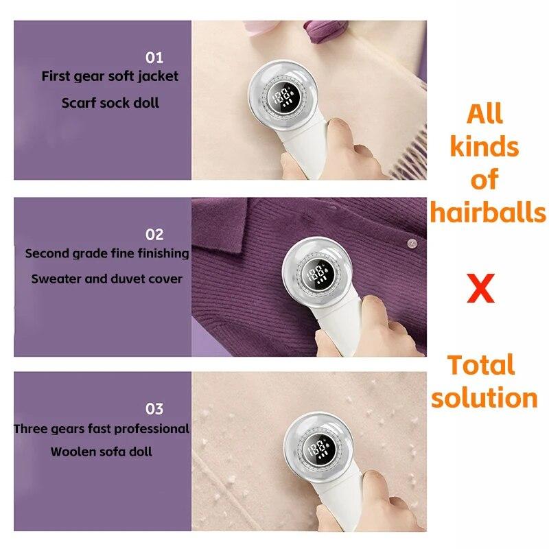 Rechargeable Fabric Shaver Lint Shaver with LED Display,6-Leaf Blades,Defuzzer Remove Fuzz Pills from Clothes Furniture Sofa