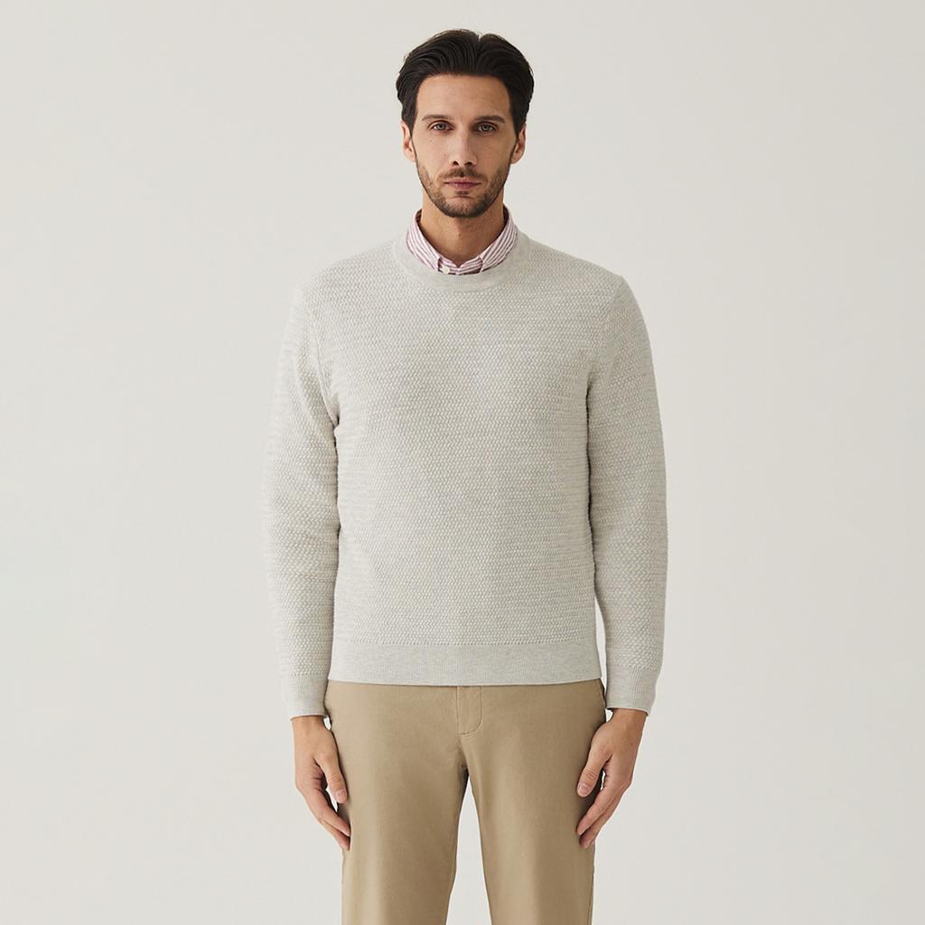 FERRAROMILANO Modified Herringbone Round Knit L/Grey (Am0Ftsr10132)