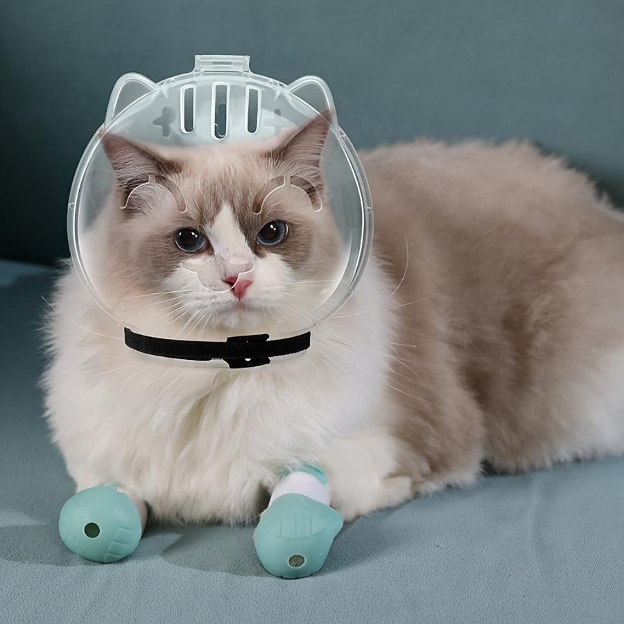 [Breathable Anti-Bite Cat Helmet] Stress-Free, Breathable Cat Helmet - Anti-Bite & Lick, Transparent Pet Space Headgear for Bathing and Grooming