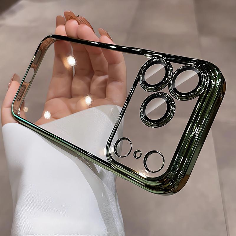 Luxury Glitter Plating Silicone Soft Case For iPhone Air 17 16 15 14 13 Pro Max Plus 16E Clear Camera Cover Protection TPU Shell