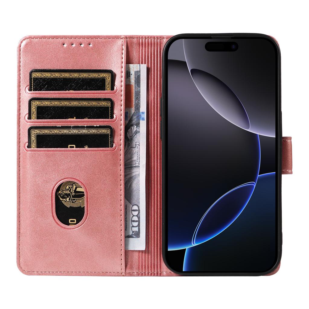 For iPhone 16 Pro Case with 2Pcs Tempered Glass WANLONFENG WN Series Calf Texture Leather Phone Cover Big Cutouts