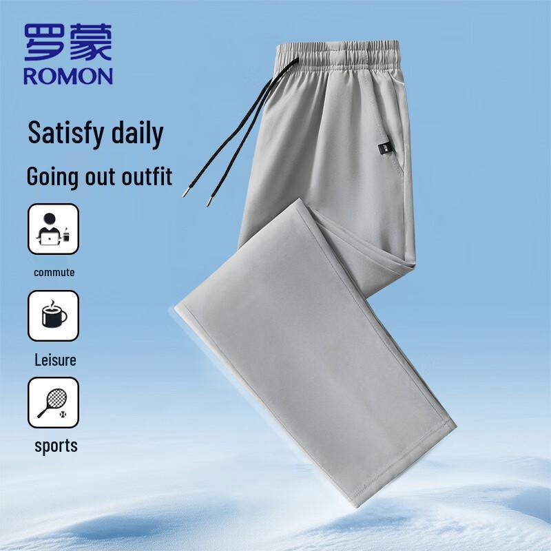 ROMON Men's Ice Silk Quick-Dry Straight-Leg Pants