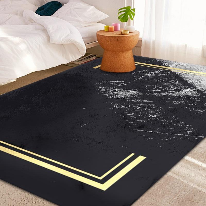 Living Room Geometric Carpet Floor Mat Modern Black Fashion Lines Living Room Carpet